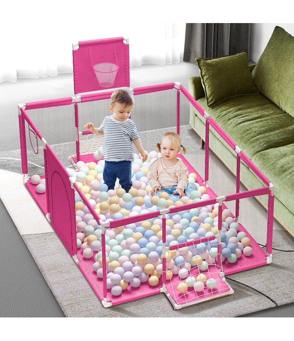 3 in 1 Baby Playpen Interactive Safety Indoor Gate Play Yards Tent Basketball Court Kids Furniture for Children Large Dry Pool P