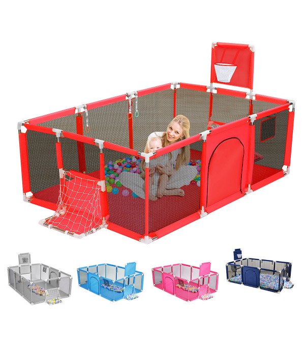 3 in 1 Baby Playpen Interactive Safety Indoor Gate Play Yards Tent Basketball Court Kids Furniture for Children Large Dry Pool P