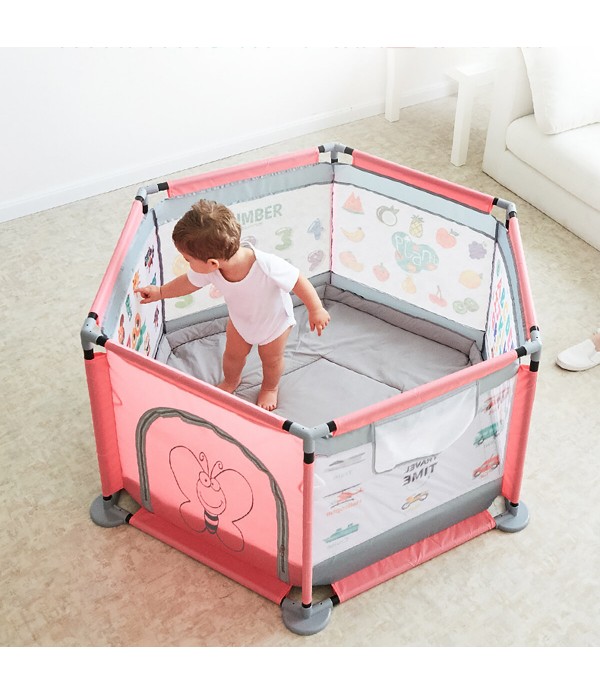 65cm Baby Playpen, Portable Large Playard Indoor &amp; Outdoor Kids Activity Center with Mesh and Learning Pattern,Kid's Fence f