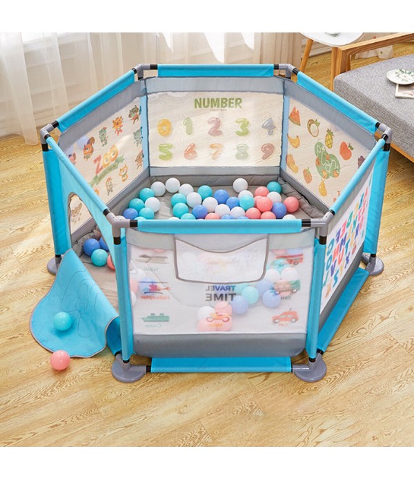 65cm Baby Playpen, Portable Large Playard Indoor &amp; Outdoor Kids Activity Center with Mesh and Learning Pattern,Kid's Fence f