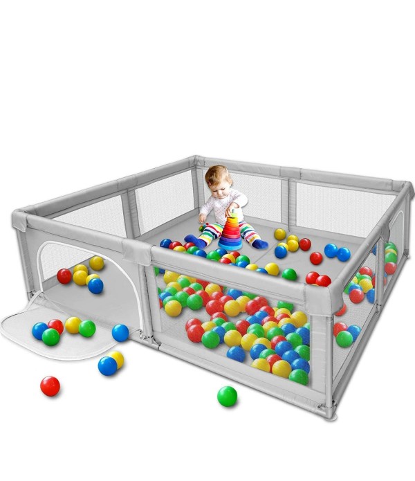 79'' Baby Playpen Infants Toddler Safety Kids Packable &amp; Portable Play Pens Activity Play Yard +Gate for Babies and Toddlers