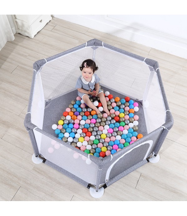 Baby Playpen Children Toddler Kids Safety Fence Indoor Outdoor Play Pen Ocean Ball Pool - Light Blue