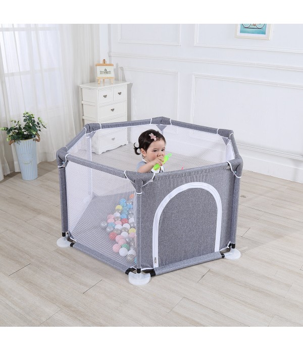 Baby Playpen Children Toddler Kids Safety Fence Indoor Outdoor Play Pen Ocean Ball Pool - Light Blue