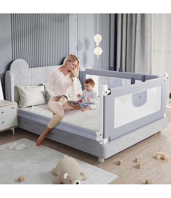 1.5m/1.8m/2.0m Adjustable Folding Kids Safety Bed Rail/BedRail Cot Guard Protecte Child Toddler - Grey 1.5m