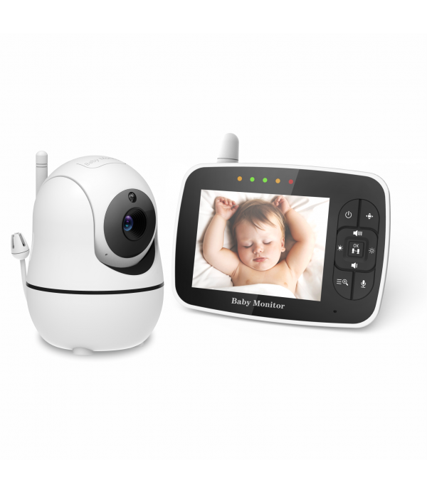 Baby monitor with camera 2.4Ghz 3.5-inch LCD digital screen and night vision camera,Dual-intercom function sound activate - Blac