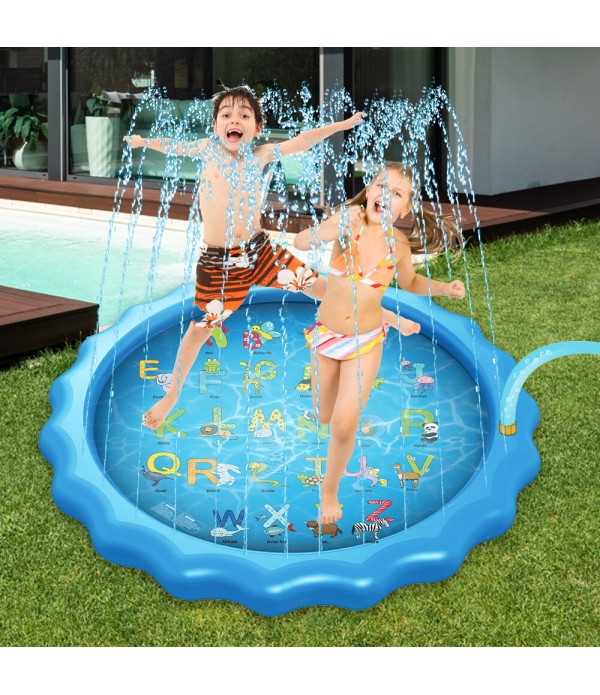 170cm Sprinkle Play Mat Sprinkler Pad for Kids Sprinkler Pool for Children Outdoor Water Toys Learning Educational Wading Pool f