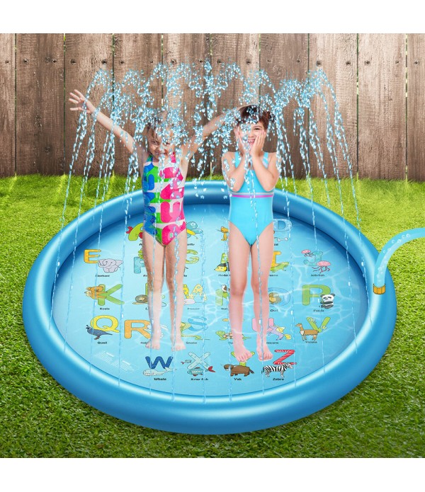 170cm Sprinkle Play Mat Sprinkler Pad for Kids Sprinkler Pool for Children Outdoor Water Toys Learning Educational Wading Pool f