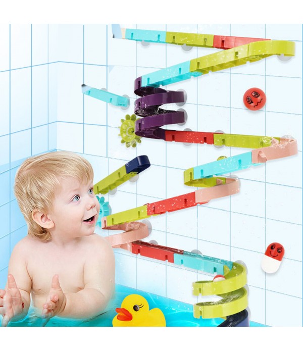 DIY Kids Bath Toys Wall Suction Cup Marble Race Run Track Bathroom Bathtub Play Water Games Toy Kit - Type A