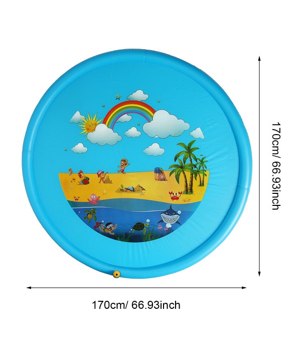 170CM Garden Water Spray Pad Kids Sprinkler Splash Play Mat Summer Toys - Blue