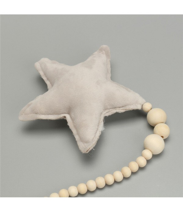 Star &amp; Moon Pendant with Wooden Beads for Kids Baby Nursery Room Hanging Decor - #1