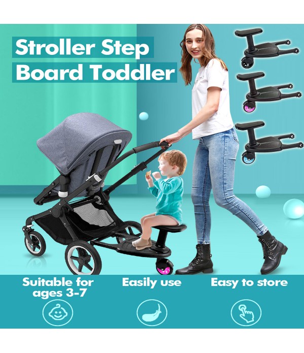 Stroller Board Toddler Buggys Board Wheel Board Skateboard Pushchair Stroller Kids Safety Comfort Step Board for Prams Joggers -