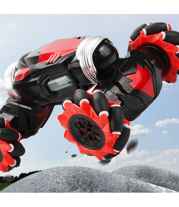 RC Stunt Car Twist Car Watch Induction Gesture Control Deformation Off-road Mode Flat Mode for Kid Gift -  Red 1 remote