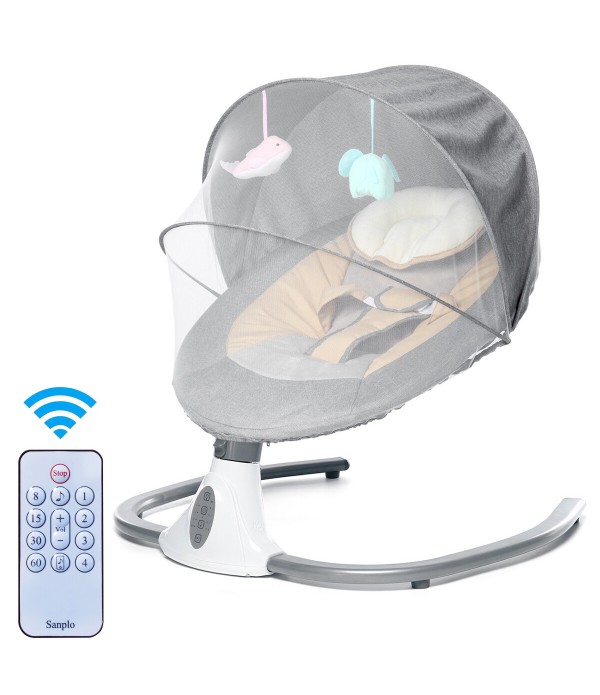 Smart Bluetooth Electric Baby Swings Remote Control Four-gear Adjustment Infant Comfort Crib Timing Breathable Baby Rocking Chai