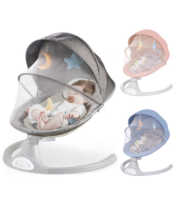 Kimbosmart Baby Swing Bouncer Chair, Multi-function Music Electric Swing Activities Rocker - Grey