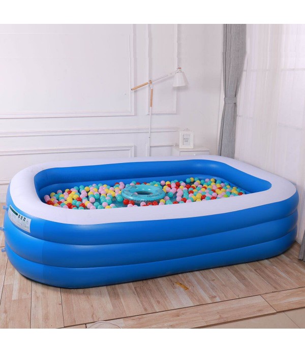 3-Layer Blue And White Inflatable Foldable Portable Swimming Pool Bathtub for Adult Children Home - 150cm