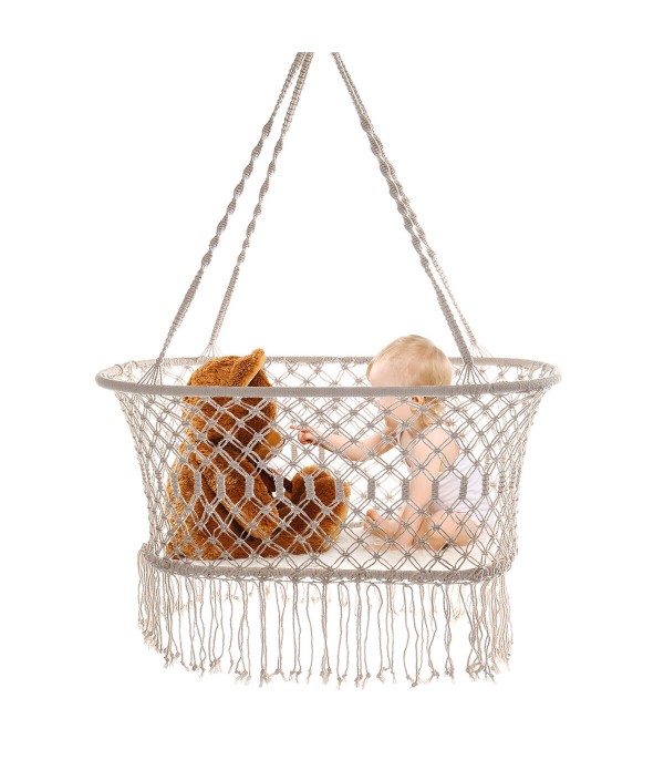 Baby Swing Macrame Tassel Hammock Hanging Bed Cradle Bed Indoor Baby Seat