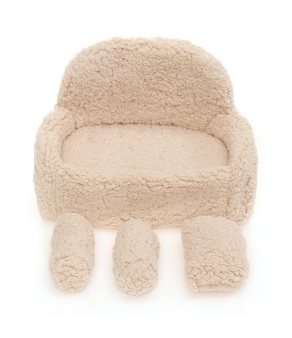 4 in1 Newborn Baby Boy Girl Photography Sofa Chair Soft Bolster Baby Seat Cushion - Beige