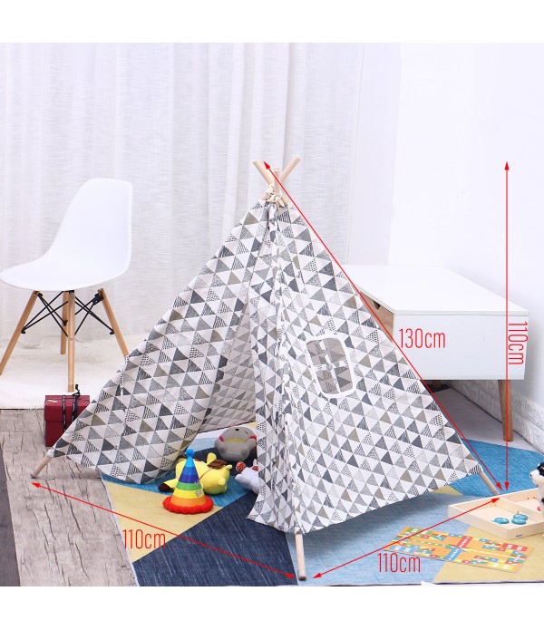 Large Cotton Linen Kids Play Tent Teepee Canvas Playhouse Indian Wigwam - Type A