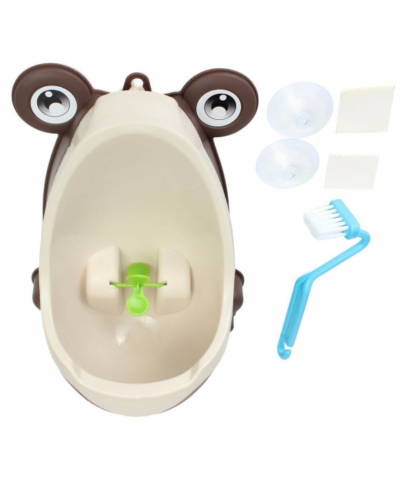 Lovely Frog Brush Cleaning Children Potty Toilet Training Kids Urinal Kid Boy Pee Removable Bathroom - Coffee