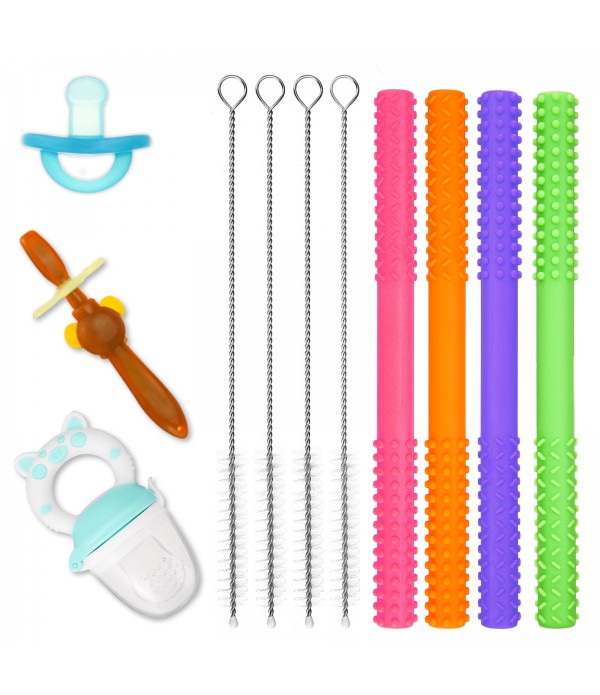 Baby Teething Bars Flexible Easy to Hold Silicone Hollow Teething Tube