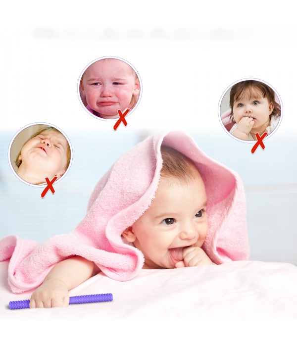 Baby Teething Bars Flexible Easy to Hold Silicone Hollow Teething Tube