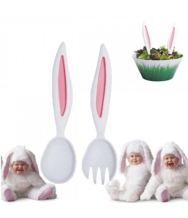 Rabbit Ears Baby Spoon and Fork Set Children Table...