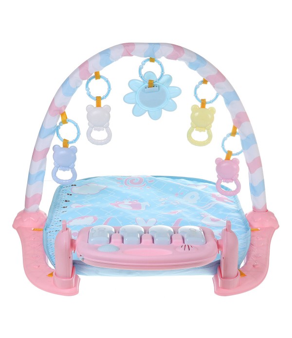 Baby Activity Play Mat Baby Gym Educational Fitness Frame Multi-bracket Baby Toys Music Piano Game Crawl Mats Rug - Pink