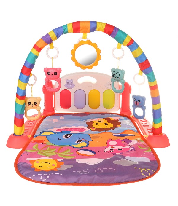 Baby Activity Play Mat Baby Gym Educational Fitness Frame Multi-bracket Baby Toys Music Piano Game Crawl Mats Rug - Pink