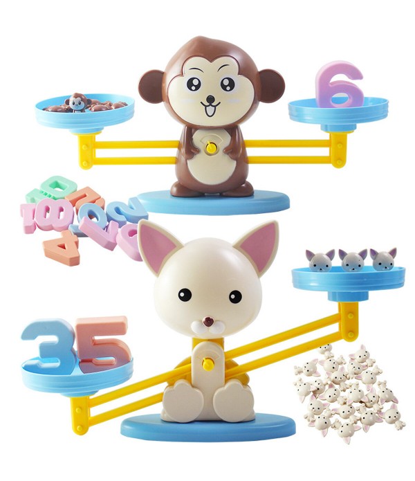 Piglet / Puppy / Monkey Balance Scale Toy Animals Number Math Learning Toy - 1