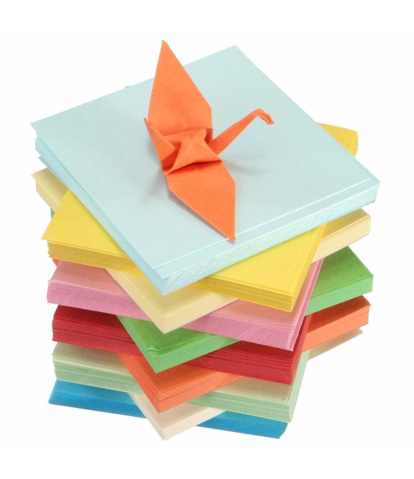 DIY Square Double Sided Origami Folding Lucky Wish Paper Crane Craft Colorful Sheets Paper Art - E