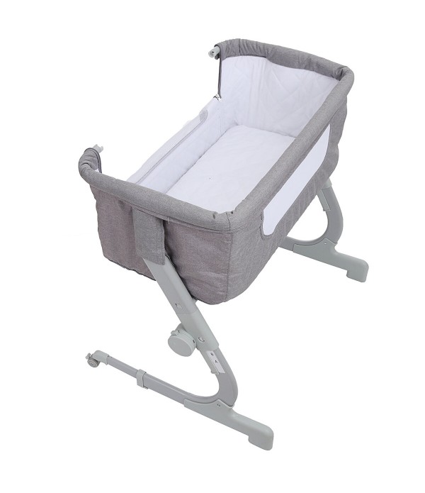 2-in-1 Portable Sideway Baby Crib Height Adjustment Infans Stitching Bed Removable Bed