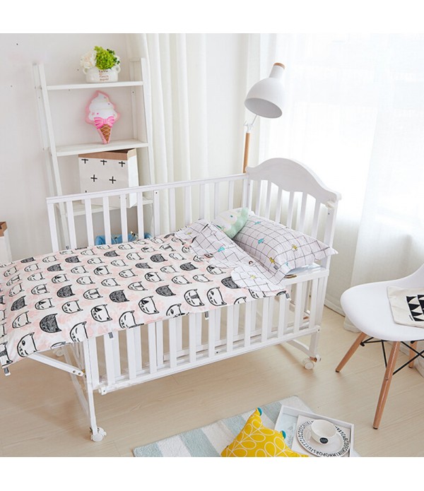 Three-piece Cartoon Baby Bedding Set Cotton Breathable East-to-Clean Pillow Mattress Quilt Set - #02