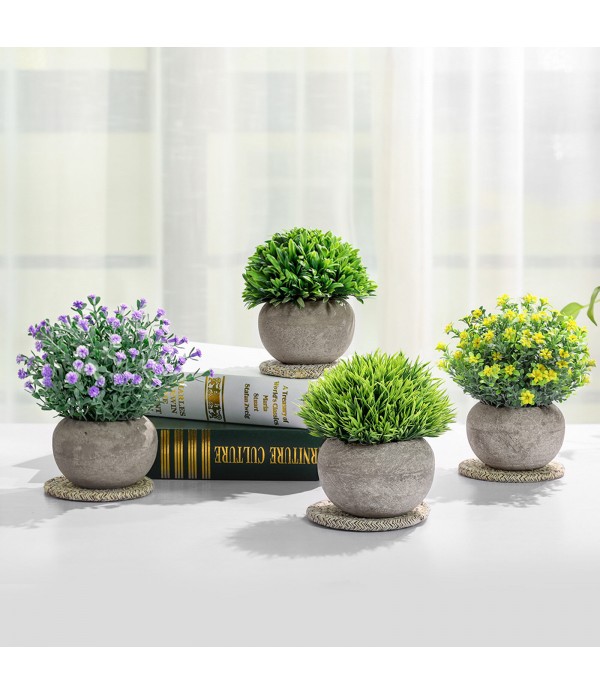 4PCS Mini Artificial Potted Plants Simulation Gras...