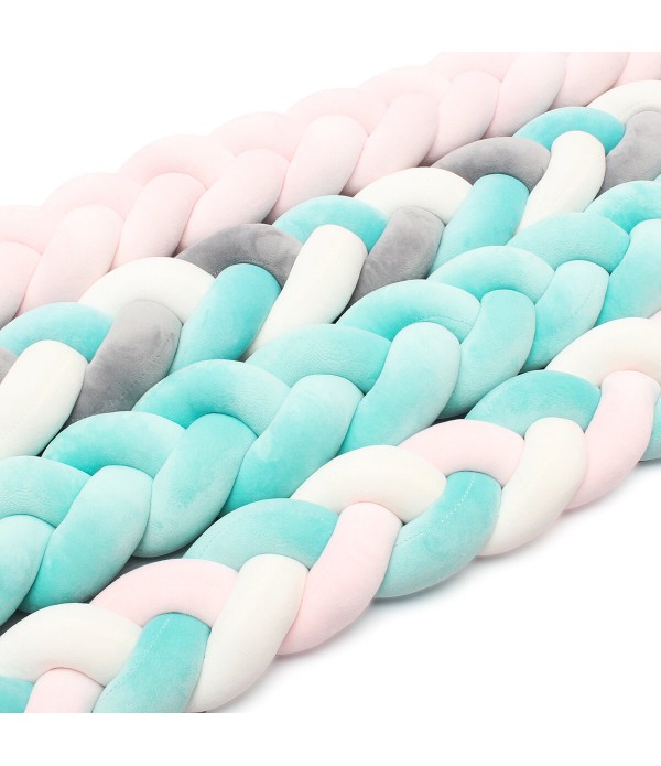 Baby Infant Plush Crib Bumper Bed Bedding Cot Braid Pad Protector Pillow - Green