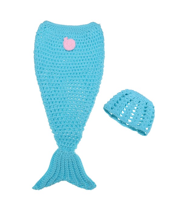 Baby handmade crochet mermaid clothing baby hundred days props yarn set - #07