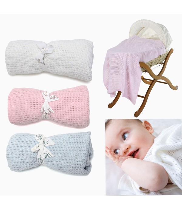 100% Cotton Baby Soft Cellular Blanket Moses Baske...