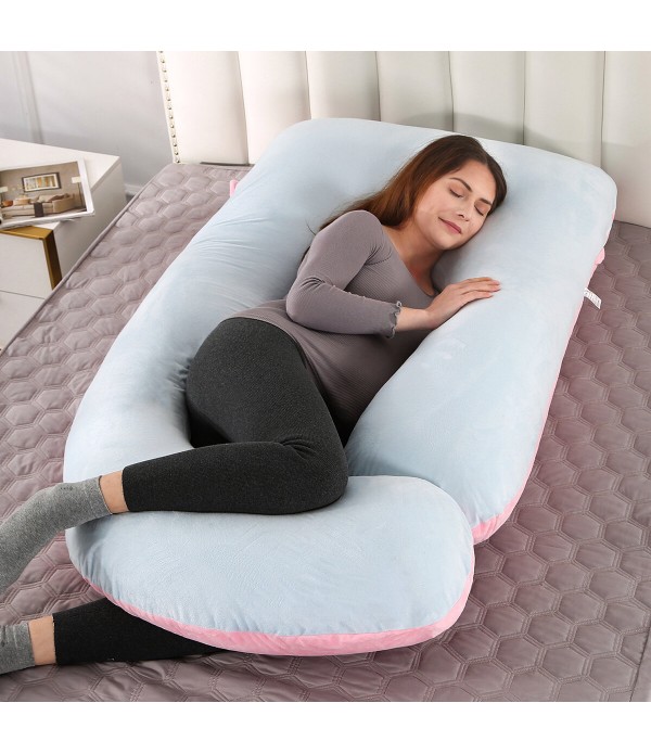 70 inch Mom Pillow with Removable Velvet/Cotton Cover, Slide J-Shape Full Body Pillow and Support - Support for Back, Hips, Legs