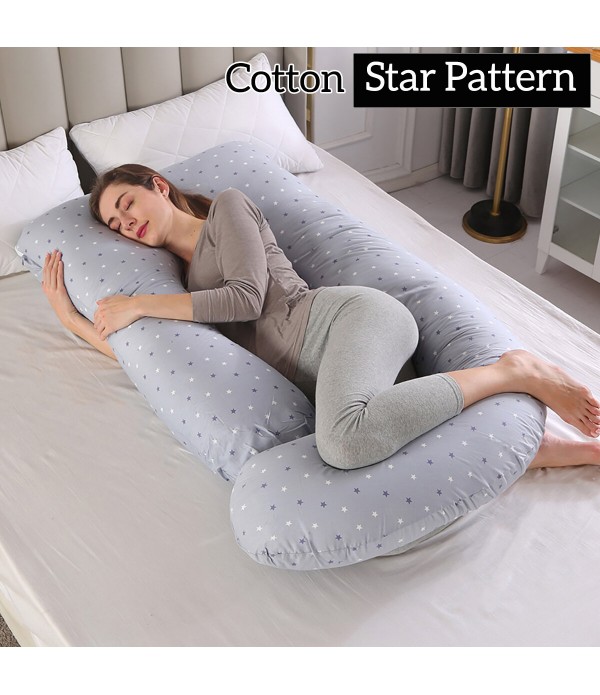 70x180cm Mom Pillow Belly Contoured Body J Shape Extra Comfort - Gray