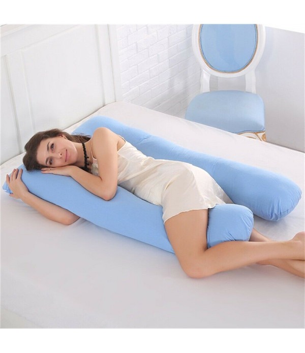 U Type Pillow U Shaped Body Support Comfortable Pillow with 100% Washed Cotton Zipper Cover, Back and Belly Support, Idea for Si