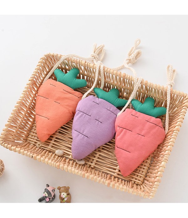 Lovely Fruit Crossbody Bags Kids Cuit Carrot Cotton Coin Purse Children Girls Casual Bag - Light Purple