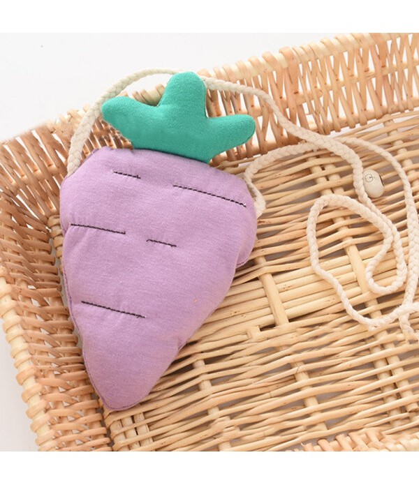 Lovely Fruit Crossbody Bags Kids Cuit Carrot Cotton Coin Purse Children Girls Casual Bag - Light Purple