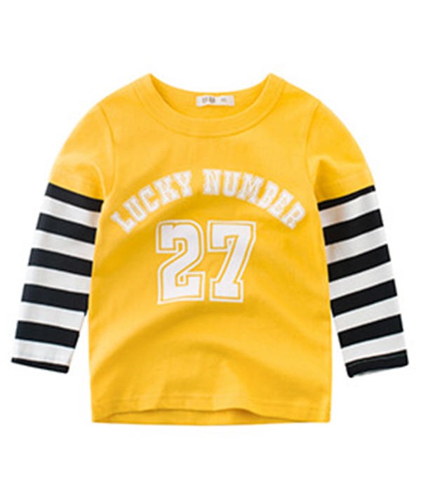 Boys Kids Sport Lucky Number Print Striped Patchwo...