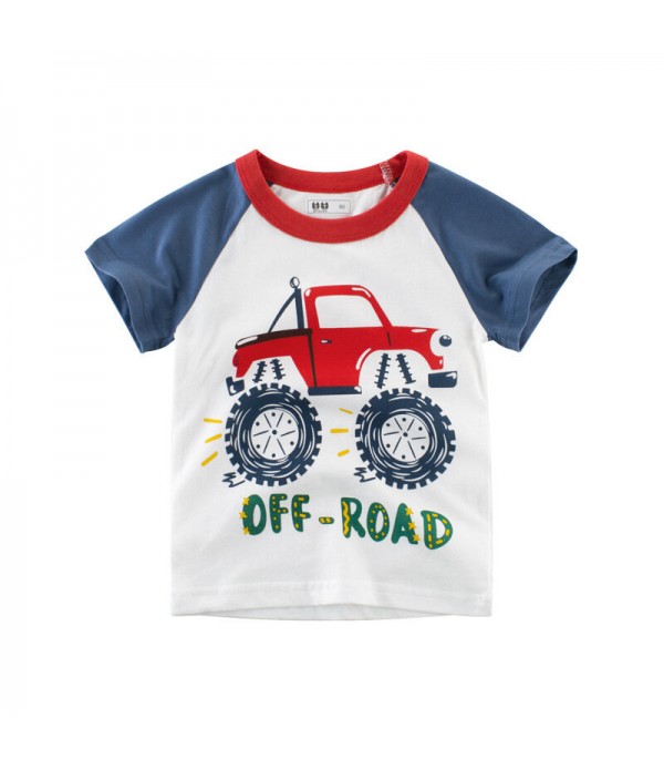 Boys Kids Car Printed Short Sleeve T-Shirts For 3Y...