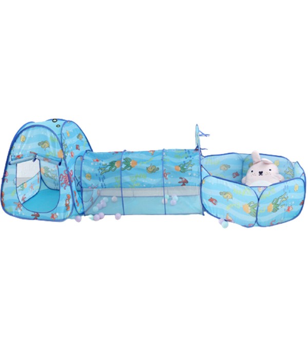 3 in 1 Children's Indoor Tent Game Room Tulle Cartoon Tunnel Ball Pool Castle Tent for Child Gift