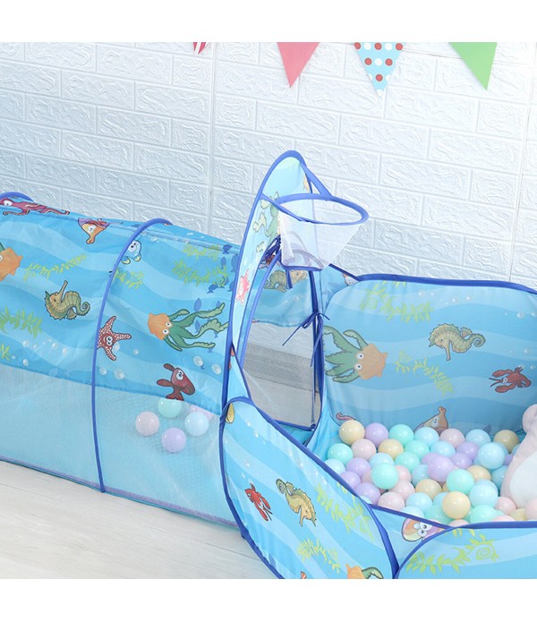 3 in 1 Children's Indoor Tent Game Room Tulle Cartoon Tunnel Ball Pool Castle Tent for Child Gift