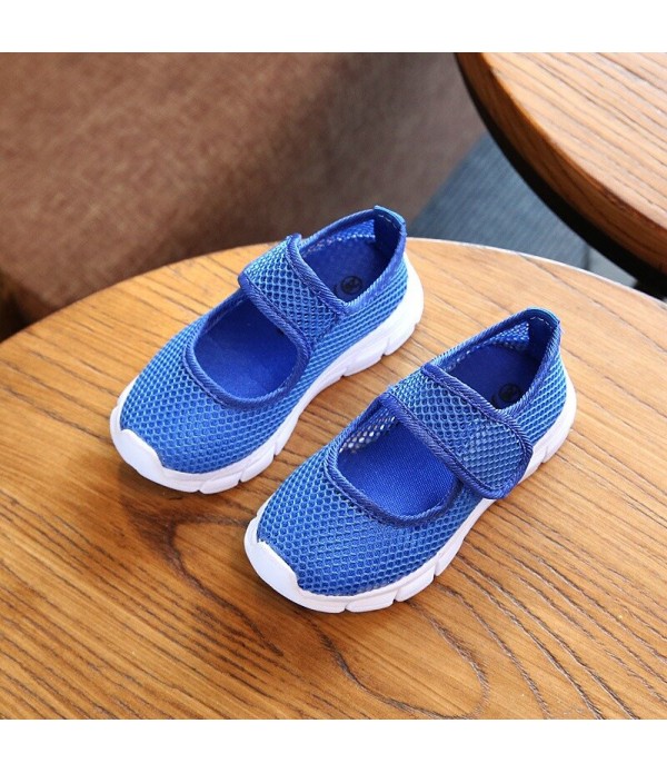 Girls Mesh Breathable Pure Color Hook Loop Casual Kids Shoes - White