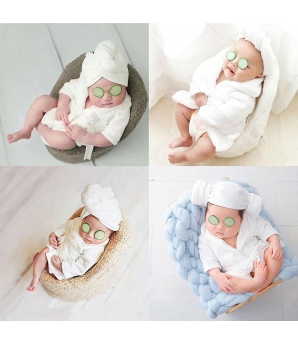 Funny Studio Shooting Accessories Photography Baby Bath Robe Towel White Flannel Baby Shooting Clothes Photography Props - White