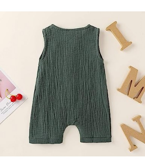 Infant Newborn Baby Boys Girls Cotton Linen Romper Summer Jumpsuit Sleeveless Overalls Clothing Set