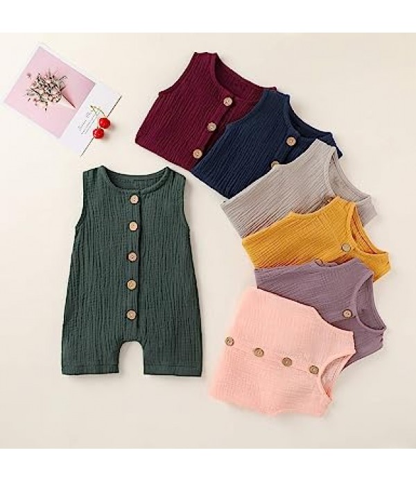 Infant Newborn Baby Boys Girls Cotton Linen Romper Summer Jumpsuit Sleeveless Overalls Clothing Set