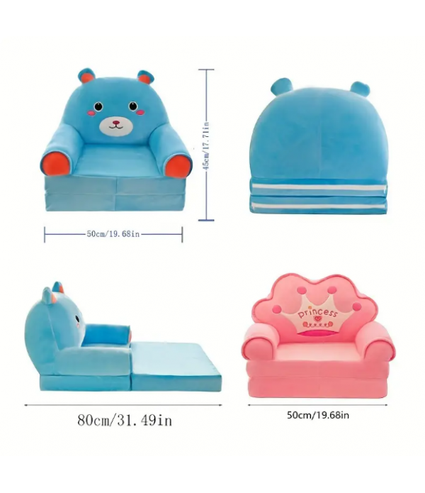 1pc 50cm/19.68in Children's Multifunctional Cartoon Folding Small Sofa, Kindergarten Baby Learns To Sit On The Seat, Boys And Girls Lazy Sofa Can Be Disassembled And Washed